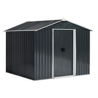 Casuta/magazie/sopron de gradina pentru depozitare unelte, otel si PP, negru, 236x174x190 cm
