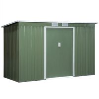 Casuta/magazie/sopron de gradina pentru depozitare unelte, otel si PP, verde, 280x130x172 cm