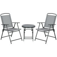 Set mobilier gradina/terasa, otel, blat sticla, gri, 1 masa, 2 scaune, Gretchen