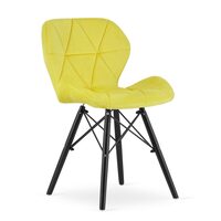 Scaun stil scandinav, Artool, Lago Velvet, catifea, lemn, galben si negru, 47x52x73.5 cm