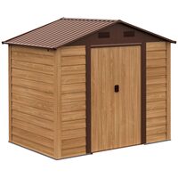 Casuta/magazie/sopron de gradina pentru depozitare unelte, otel si PP, efect lemn maro, 236x152x209 cm