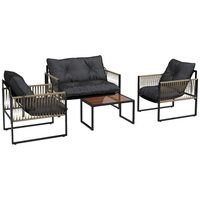 Set mobilier gradina/terasa, gri si maro, ratan sintetic, 1 masa, 1 canapea, 2 scaune, Sienna