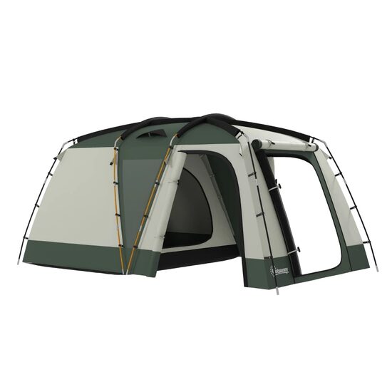Cort camping, 4 persoane, impermeabil, cu vestibul, verde, 460x300x200 cm