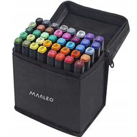 Set markere/carioci, 2 capete diferite, cu geanta, diverse culori, 40 buc, Maaleo