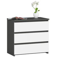Comoda, placa laminata, 3 sertare, gri si alb, 60x35x57 cm