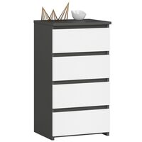 Comoda, placa laminata, 4 sertare, gri si alb, 40x35x74 cm