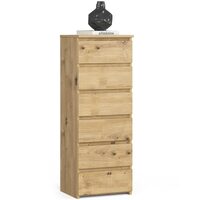 Comoda, placa laminata, 6 sertare, stejar artisan, 40x35x109 cm