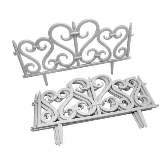 Gard de gradina decorativ, plastic alb, set 4 buc, 59.5x37 cm