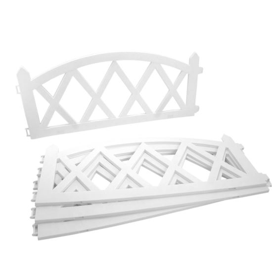 Gard de gradina decorativ, plastic alb, set 4 buc, 59.5x33 cm