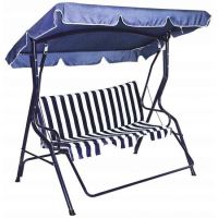 Balansoar gradina, 3 locuri, suport picioare, albastru, 175x115x150 cm, Daria