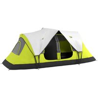 Cort camping, 6-8 persoane, impermeabil, cu ferestre, geanta, verde, alb, gri, 450x215x180 cm
