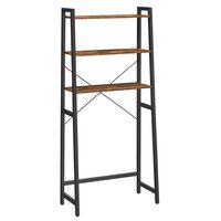 Raft pentru baie, deasupra toaletei, Artool, pal si otel, 3 polite, maro rustic si negru, 64x30x156 cm