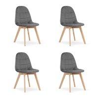 Set 4 scaune bucatarie/living, Artool, Bora, catifea, lemn, gri inchis, 44.5x54x81.5 cm
