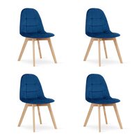 Set 4 scaune bucatarie/living, Artool, Bora, catifea, lemn, albastru, 44.5x54x81.5 cm