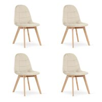 Set 4 scaune bucatarie/living, Artool, Bora, catifea, lemn, bej, 44.5x54x81.5 cm