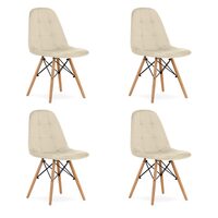 Set 4 scaune stil scandinav, Artool, Dumo, catifea, lemn, bej, 45x53x84 cm