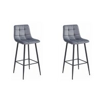 Set 2 scaune de bucatarie/bar, Artool, Arceto, catifea, otel, gri si negru, 43.5x32.5x104 cm