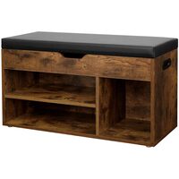 Banca depozitare incaltaminte, pantofar pentru hol, Artool, pal, 3 rafturi, maro rustic inchis, 80x30x44 cm
