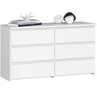 Comoda, placa laminata, 6 sertare, alb, 100x35x57 cm