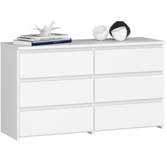 Comoda, placa laminata, 6 sertare, alb, 100x35x57 cm