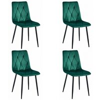 Set 4 scaune bucatarie/living, Artool, Libra, catifea, metal, verde si negru, 44x40x88.5 cm