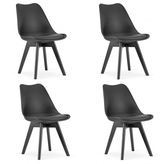 Set 4 scaune bucatarie/living, Artool, Mark, PP, lemn, negru, picioare negre, 49x55.5x82.5 cm