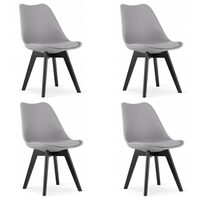 Set 4 scaune bucatarie/living, Artool, Mark, PP, lemn, gri si negru, 49x55.5x82.5 cm