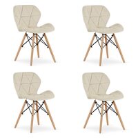 Set 4 scaune stil scandinav, Artool, Lago, catifea, lemn, bej, 47x52x74 cm