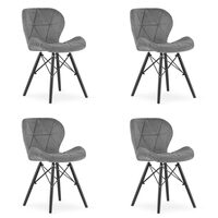 Set 4 scaune stil scandinav, Artool, Lago Velvet, catifea, lemn, gri si negru, 47x36x73.5 cm