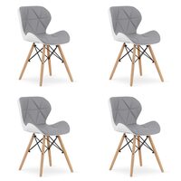 Set 4 scaune stil scandinav, Artool, Lago, piele ecologica, lemn, gri si alb, 47x52x73 cm