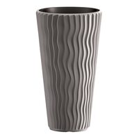 Ghiveci decorativ de flori, rotund, inalt, gri, 11/37 L, 34.9x62 cm, Sandy Slim, Prosperplast