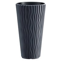 Ghiveci decorativ de flori, rotund, inalt, antracit, 11/37 L, 34.9x62 cm, Sandy Slim, Prosperplast