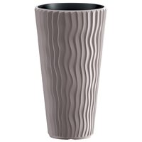 Ghiveci decorativ de flori, rotund, inalt, cafeniu, 11/37 L, 34.9x62 cm, Sandy Slim, Prosperplast