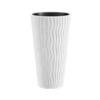 Ghiveci decorativ de flori, rotund, inalt, alb, 11/37 L, 34.9x62 cm, Sandy Slim, Prosperplast