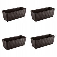 Set 4 jardiniere decorative, Prosperplast, imitatie ratan, maro, 49.2x17.2x17.4 cm