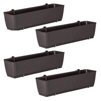 Set 4 jardiniere decorative cu suport metalic, Prosperplast, imitatie ratan, maro, 49.2x17.2x17.4 cm
