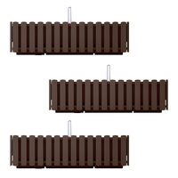 Set 3 jardiniere decorative cu suport metalic, sistem irigare,​​​​​​​ maro, 58x18x16.2 cm, Boardee Fencycase W