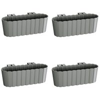Set 4 jardiniere decorative cu suport de plastic, gri, 4.9 L, 38.3x21.2x13 cm, Boardee Hook