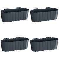 Set 4 jardiniere decorative cu suport de plastic, antracit, 4.9 L, 38.3x21.2x13 cm, Boardee Hook