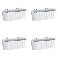 Set 4 jardiniere decorative cu suport de plastic, alb, 4.9 L, 38.3x21.2x13 cm, Boardee Hook