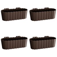 Set 4 jardiniere decorative cu suport de plastic, maro, 4.9 L, 38.3x21.2x13 cm, Boardee Hook