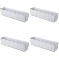 Set 4 jardiniere decorative, Prosperplast, imitatie ratan, alb, 59x15.4x14.2 cm
