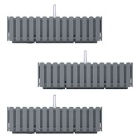 Set 3 jardiniere decorative cu suport metalic, sistem irigare,​​​​​​​ gri, 58x18x16.2 cm, Boardee Fencycase W