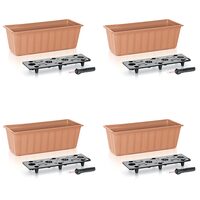 Set 4 jardiniere decorative cu sistem de irigare, 11 L, 60x18x14 cm, maro, Prosperplast