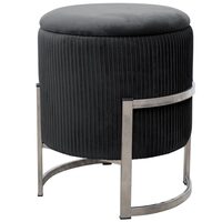 Taburet, rotund, cu spatiu depozitare, catifea, negru, max 80 kg, 40x46 cm, Porto, Akord