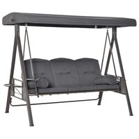 Balansoar gradina, 3 locuri, gri, 208x121x172 cm, perne captusite, max 360 kg, Coimbra