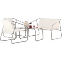 Set mobilier gradina/terasa, bej, otel, textil, 1 masa, 2 scaune, 1 canapea, Soffi