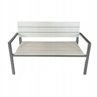 Banca de gradina, spatar plastic, structura otel, gri, 118x54x77 cm, Miruna