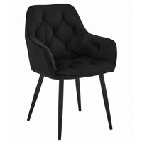 Scaun stil fotoliu bucatarie/living, Artool, York, catifea, metal, negru, 56x62x83.5 cm