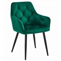 Scaun stil fotoliu bucatarie/living, Artool, York, catifea, metal, verde si negru, 56x62x83.5 cm